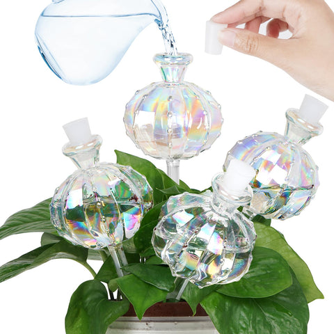 KGCCIZI self-watering globe rainbow cactus shape for effortless hydration while away.