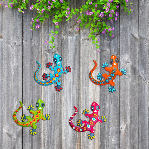 Kggetr gecko wall art brightens garden walls with rust-resistant finish