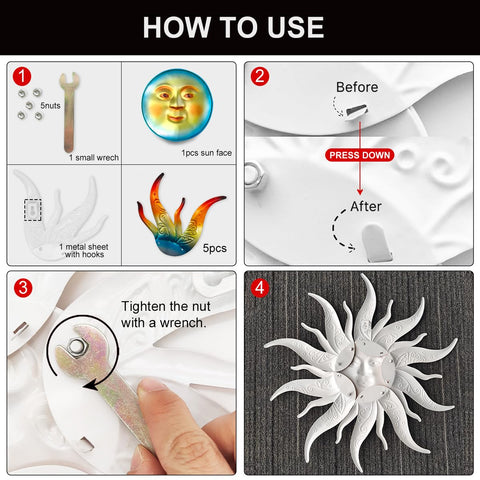 Kggetr Ready-to-hang Sun Wall Art with easy hook for quick setup.