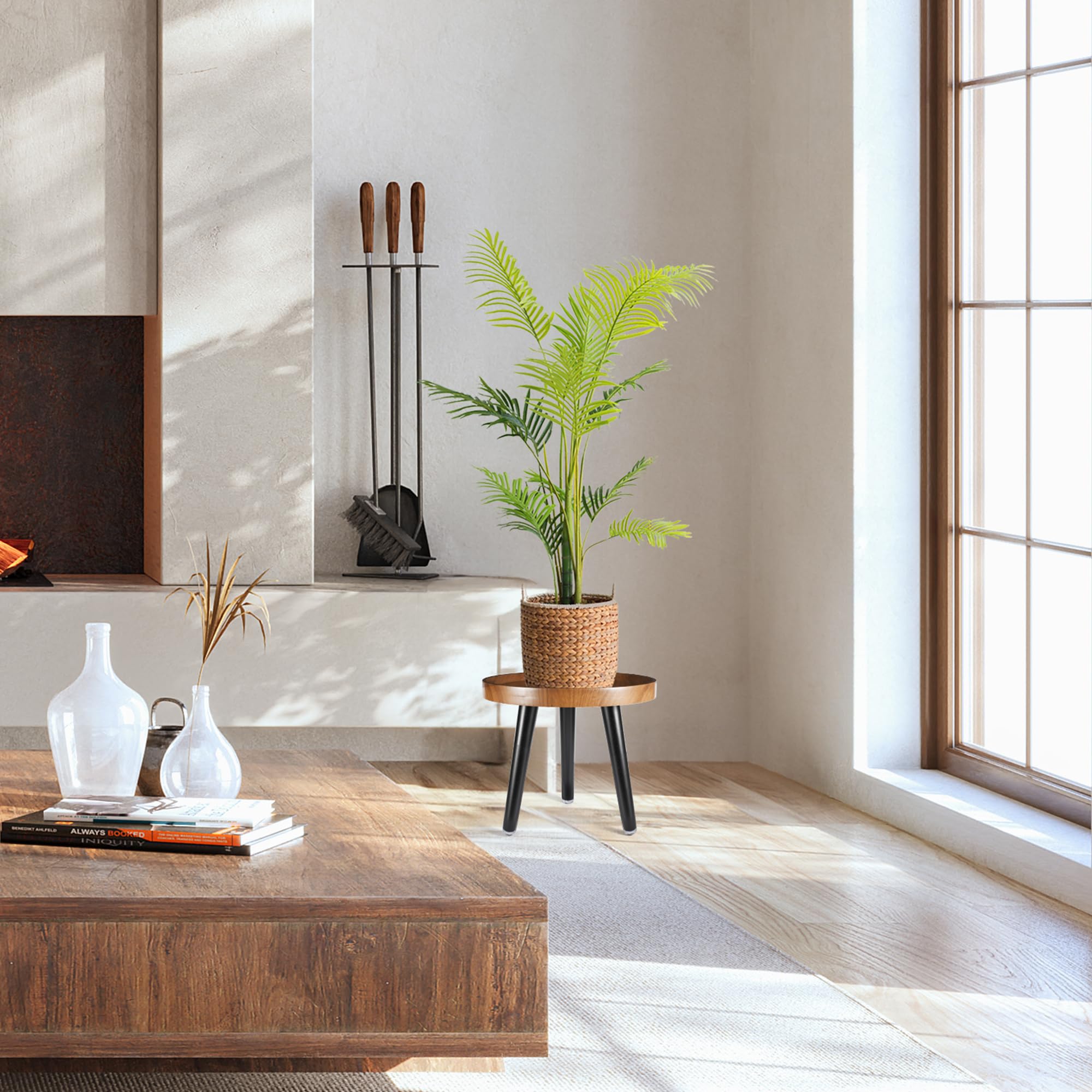 KGPLOME walnut finish plant stand adds minimalist elegance to any room.