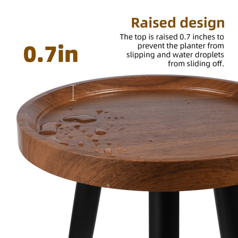 KGPLOME walnut plant stand with sturdy rubberwood legs detail.