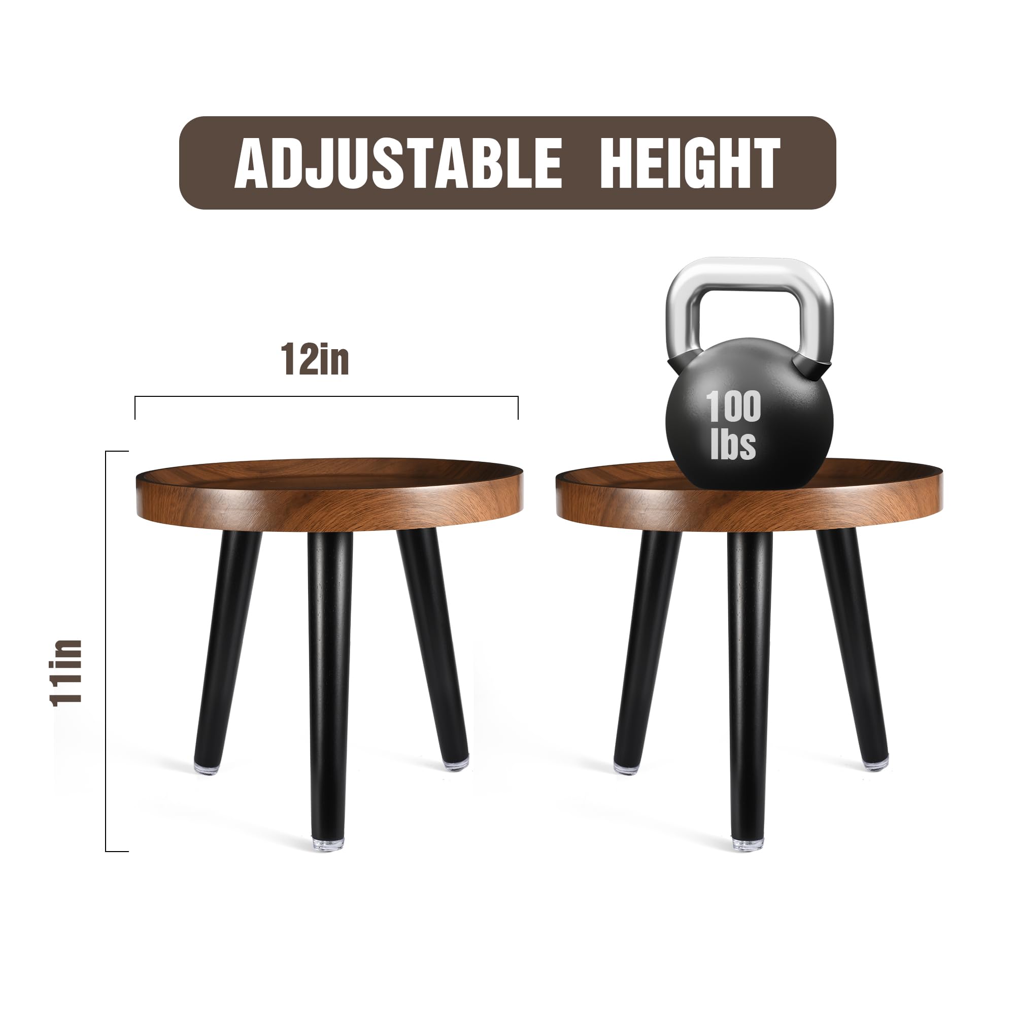 KGPLOME plant stand in walnut features raised tray for secure pots.