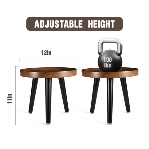 KGPLOME plant stand in walnut features raised tray for secure pots.
