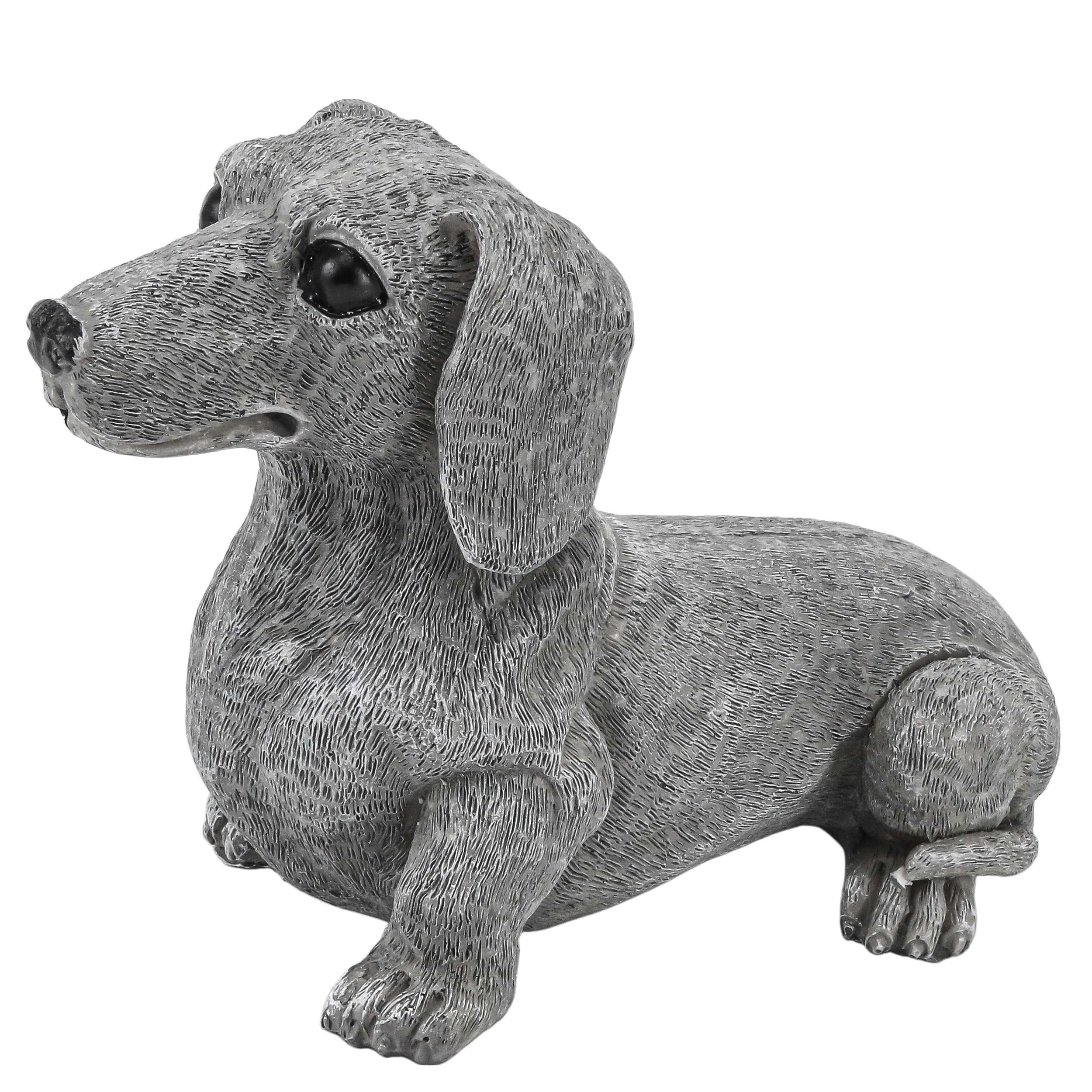 KH866 dachshund statue in garden decor, showcasing durable resin and weather-friendly charm.