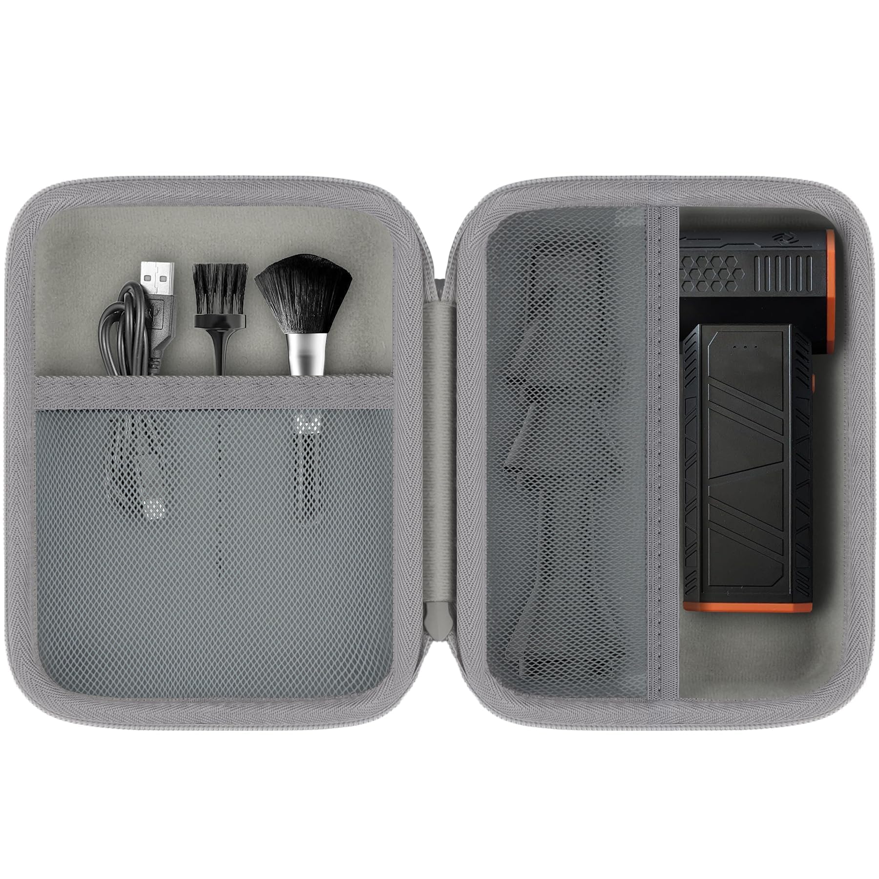 Khanka interior organizer pockets keep cables and accessories neatly stored.