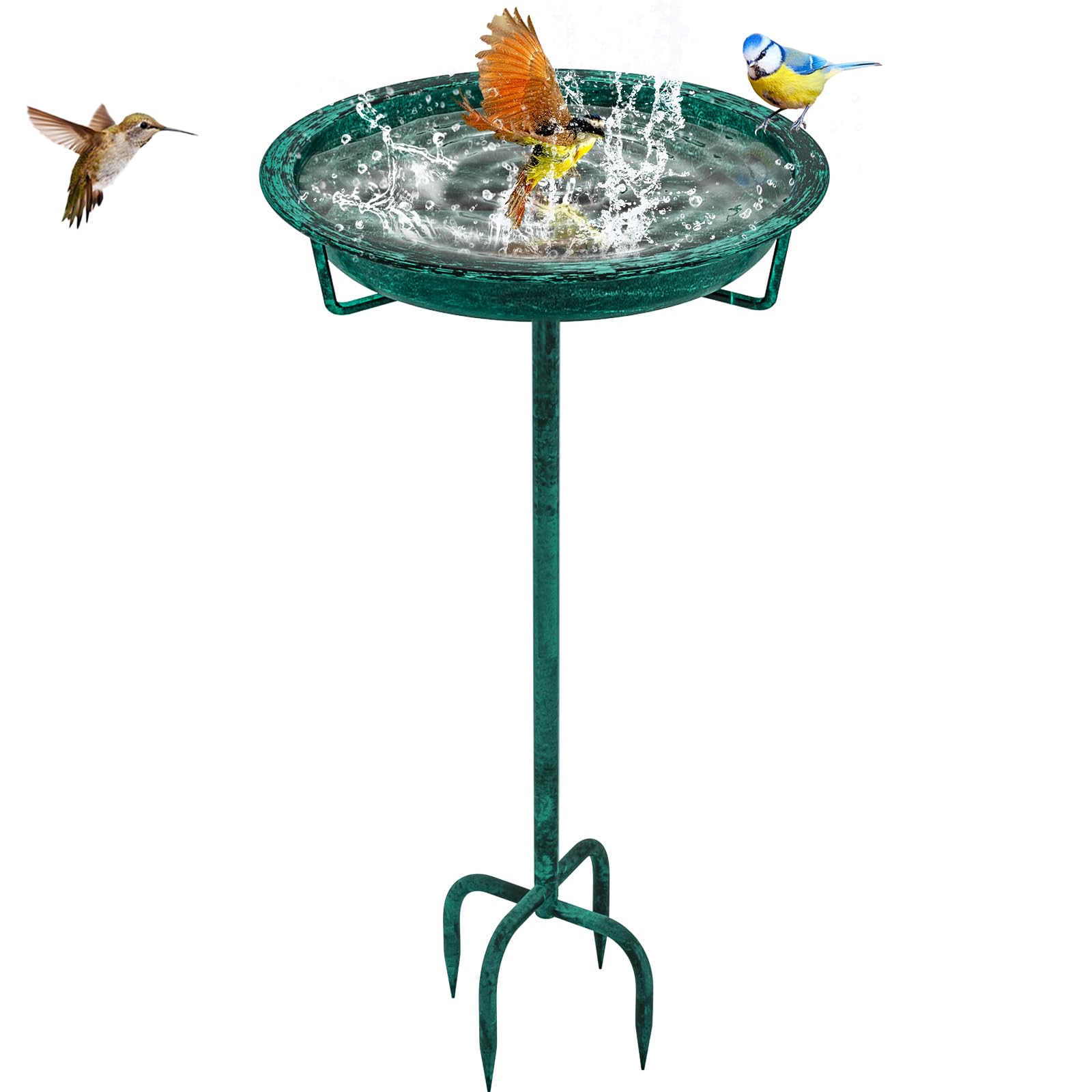 KHayRovies birdbath stand in retro green enhances outdoor decor