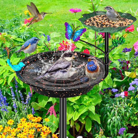 Five-pronged base delivers enhanced stability on lawn or soil.