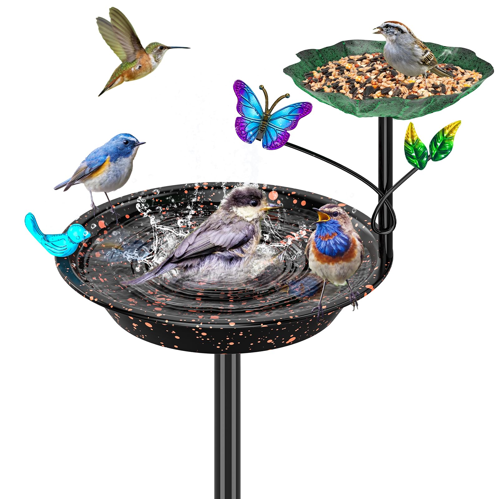 KHayRovies metal bird bath pedestal provides a stable garden water feature.