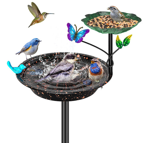 KHayRovies metal bird bath pedestal provides a stable garden water feature.