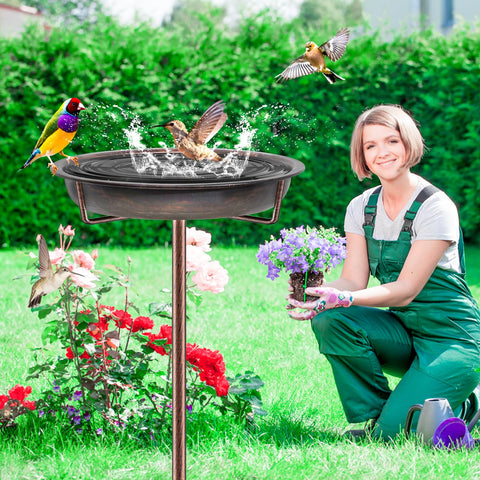 KHayRovies assembled bird bath stand ready for outdoor setup by lawn or patio.