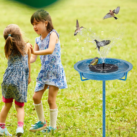 KhayRovies outdoor bird bath doubles as feeder tray for backyard guests.