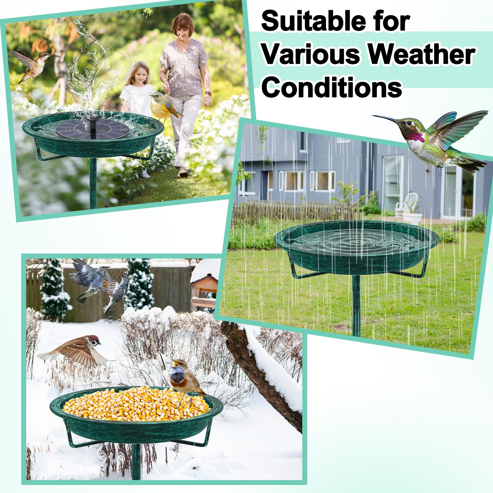 KHayRovies retro green birdbath complements any yard landscape