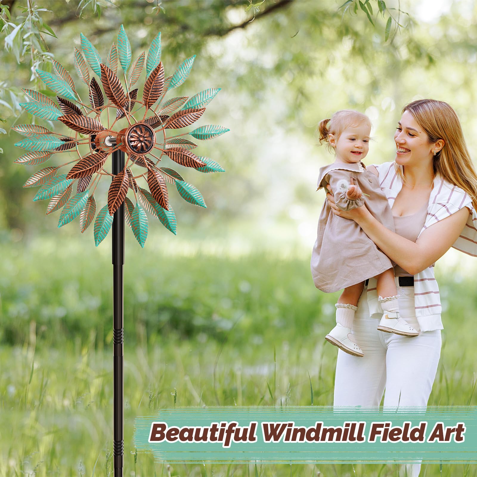 KHayRovies windspinner five-pronged base keeps the sculpture stable.
