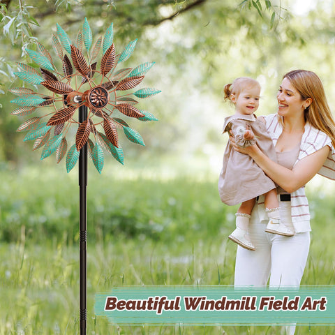KHayRovies windspinner five-pronged base keeps the sculpture stable.
