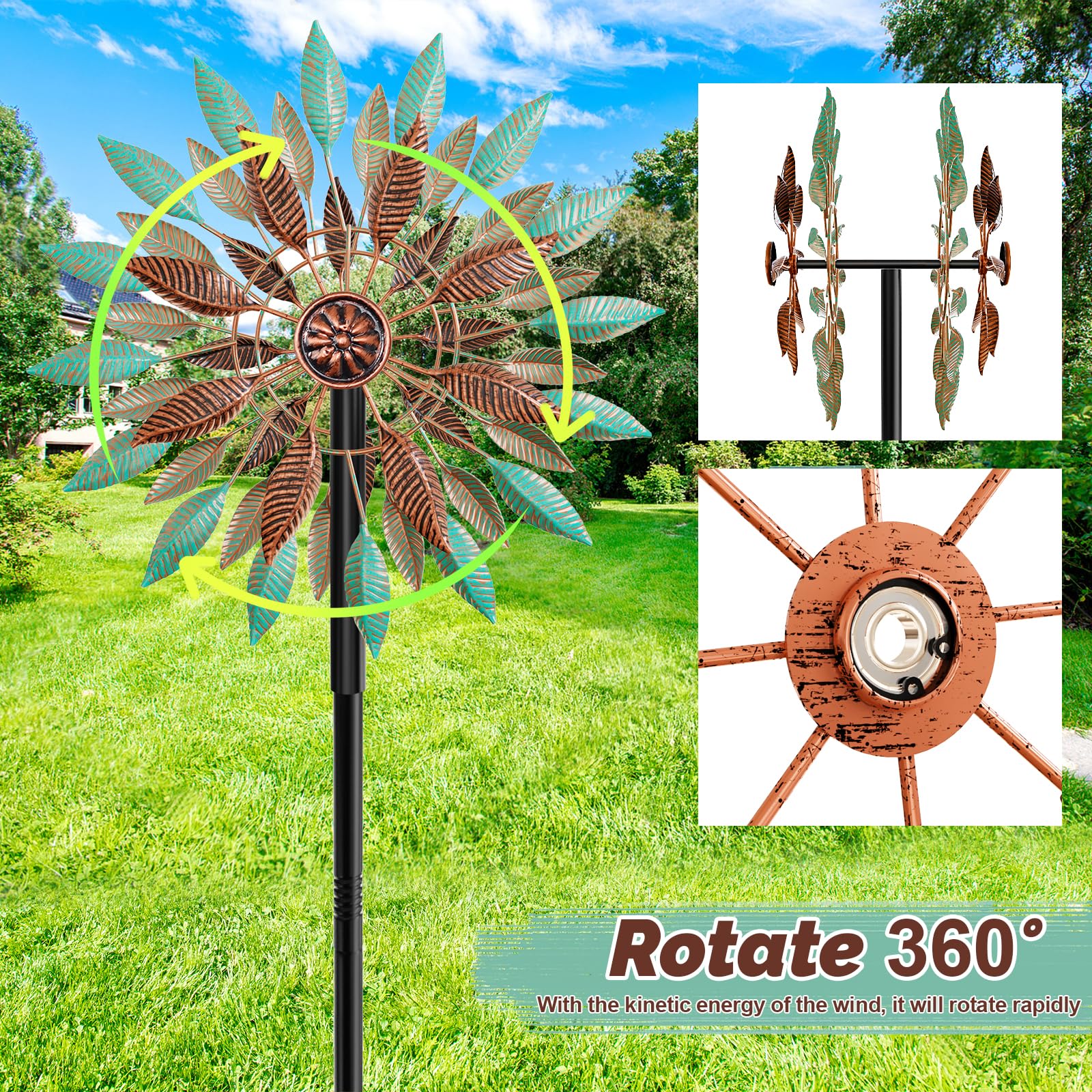 KHayRovies windspinner four blades maximize visual interest in windy days.
