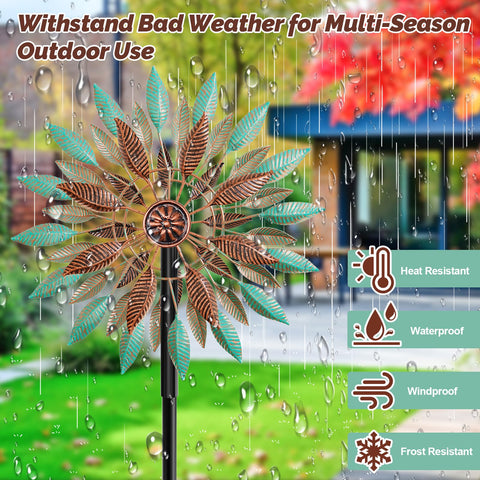 KHayRovies windspinner yard art enhances balconies, lawns, and patios.