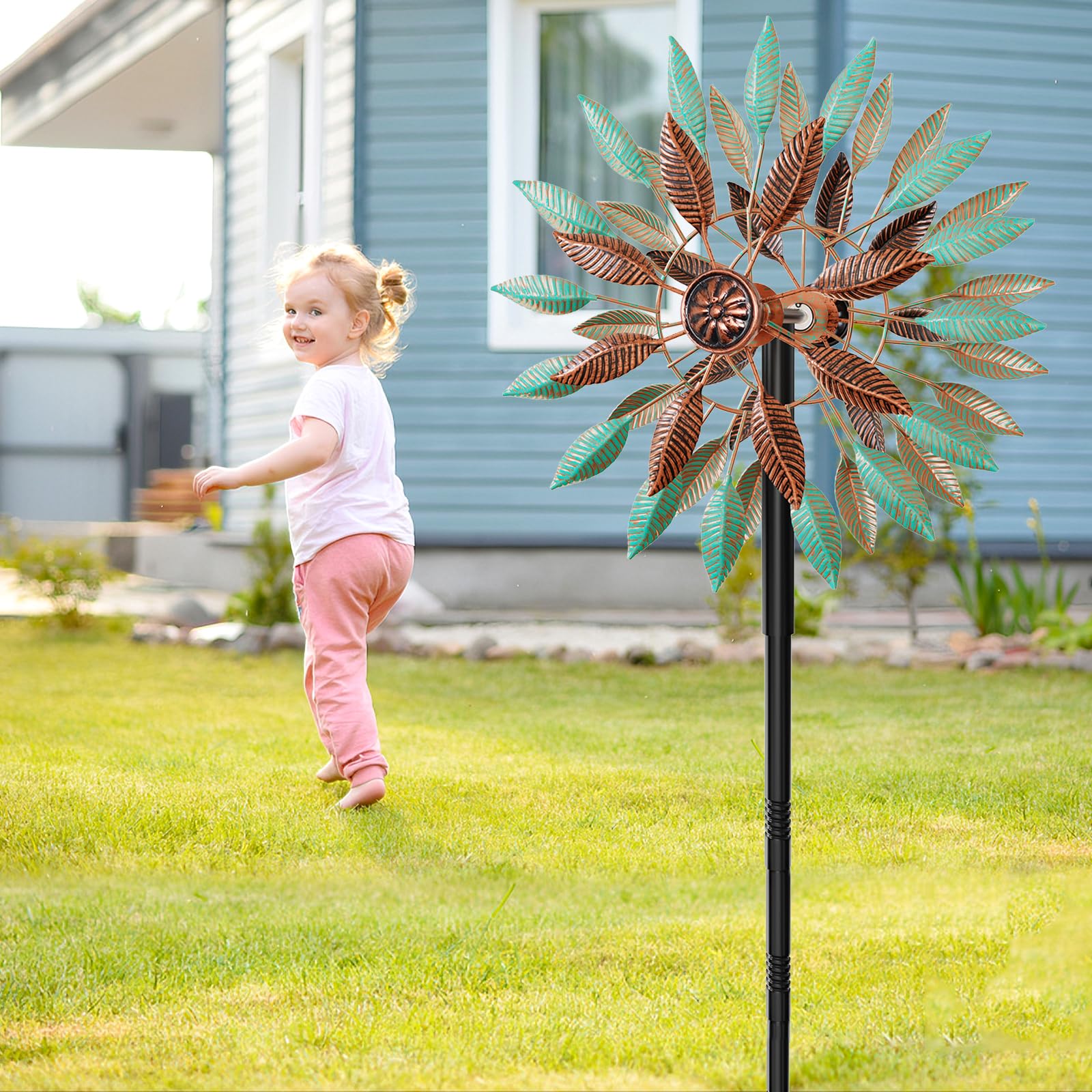 KHayRovies windspinner rust-proof coating withstands rain and sun.