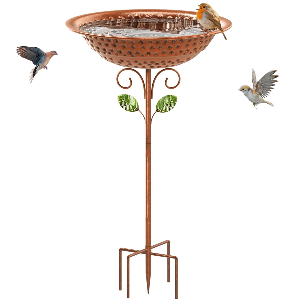KHayRovies metal bird bath outdoor bowl in vintage copper finish for bird hydration