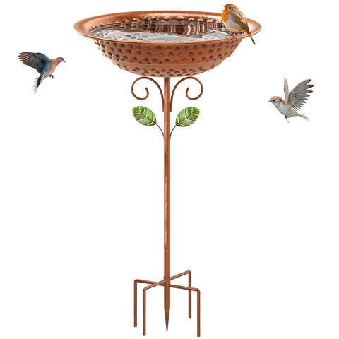 KHayRovies metal bird bath outdoor bowl in vintage copper finish for bird hydration