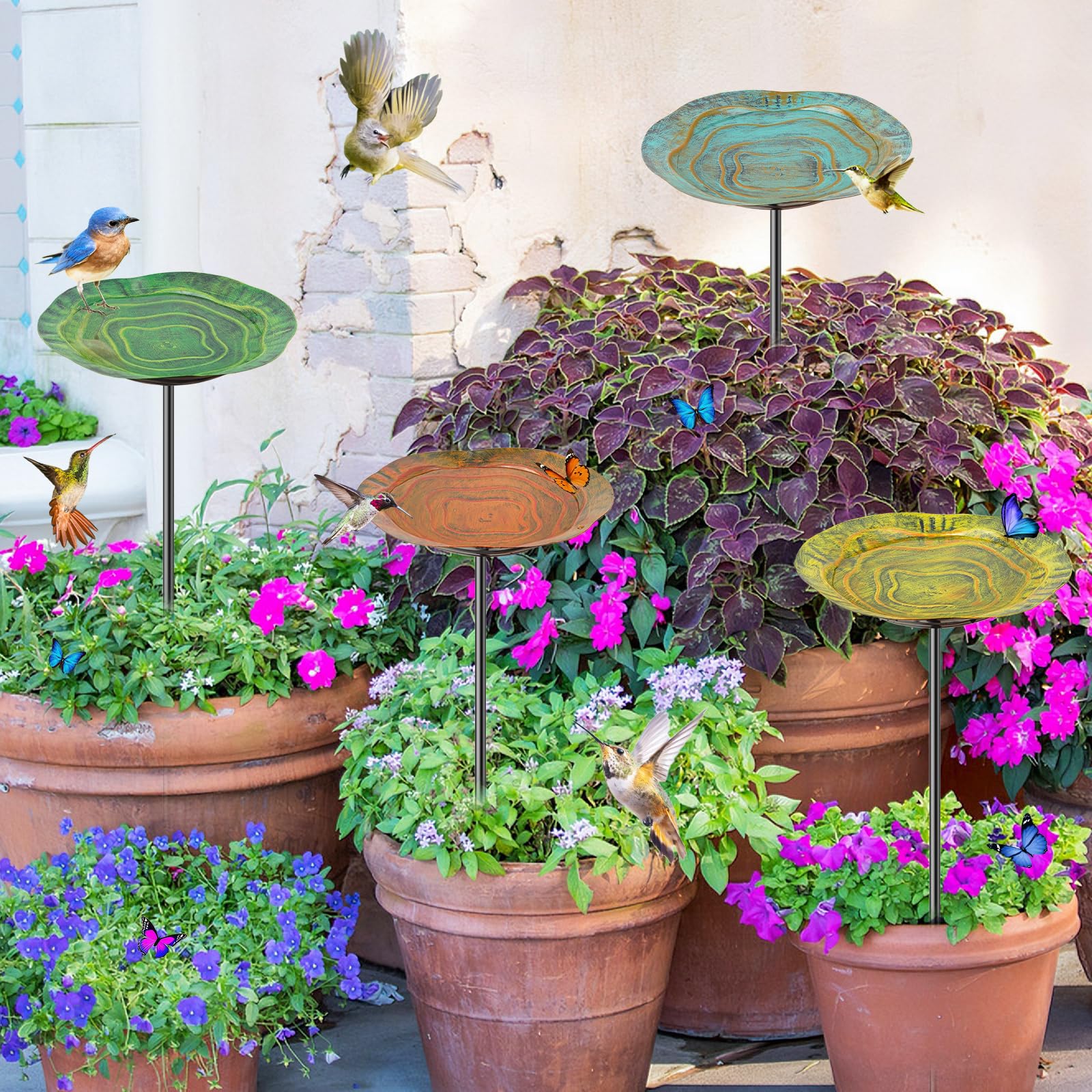 KHayRovies easy-assembly bird bath for quick setup in lawns or beds.