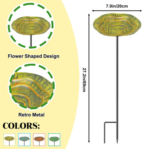 KHayRovies birdbath with stable metal stake stays secure in wind and rain.