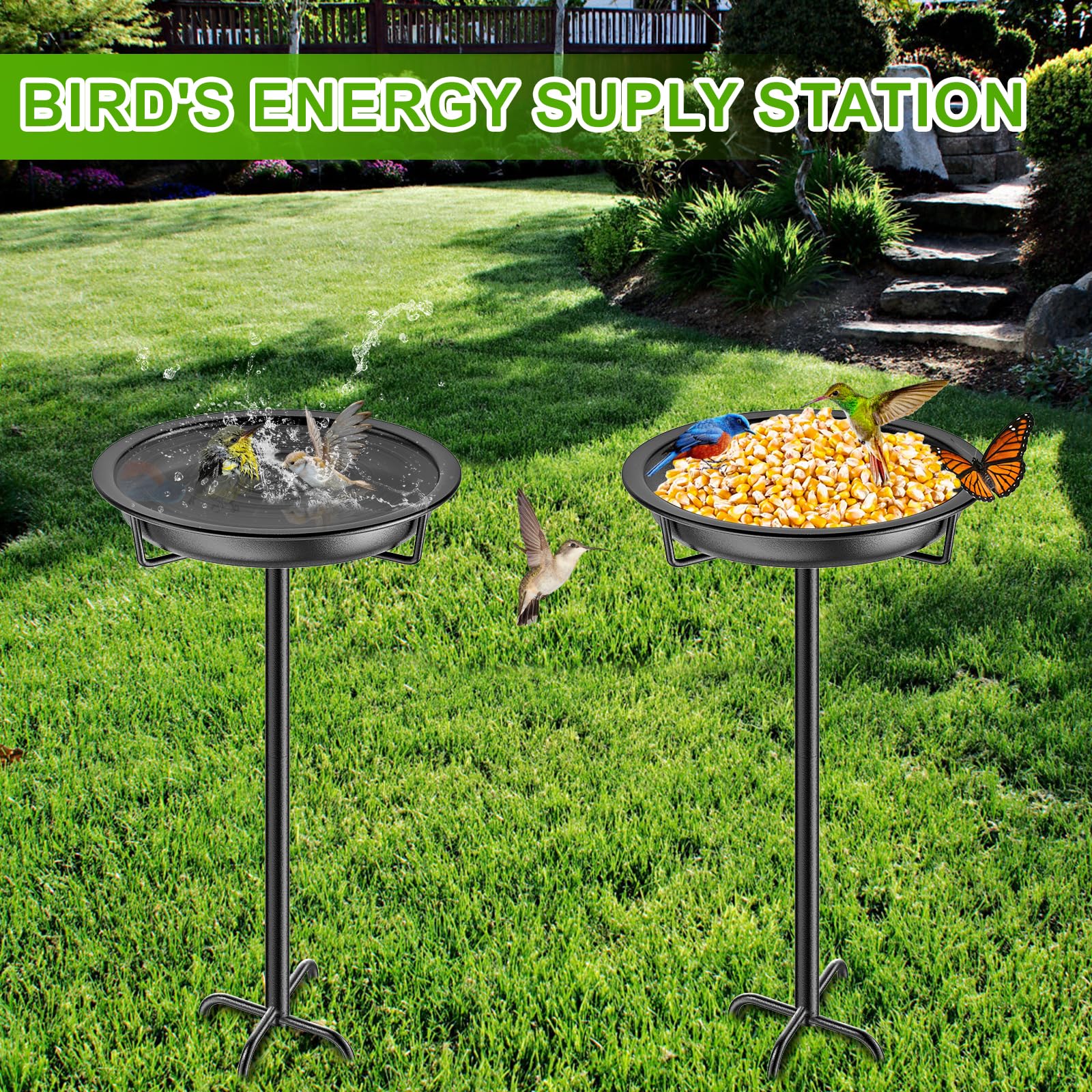 KhayRovies black metal bird bath bowl adds vintage garden charm to any yard.