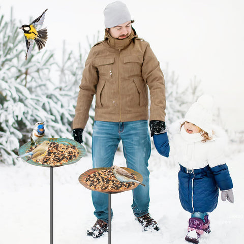 KHayRovies colorful birdbaths brighten spaces and attract yard birds.