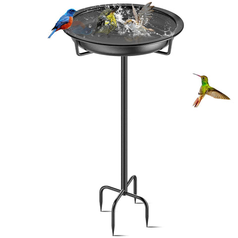 KhayRovies metal bird bath stand with 36.2-inch height invites birds to your garden.