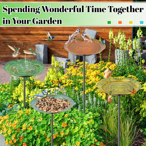 KHayRovies flower-basin design elevates garden decor and invites lively wildlife.