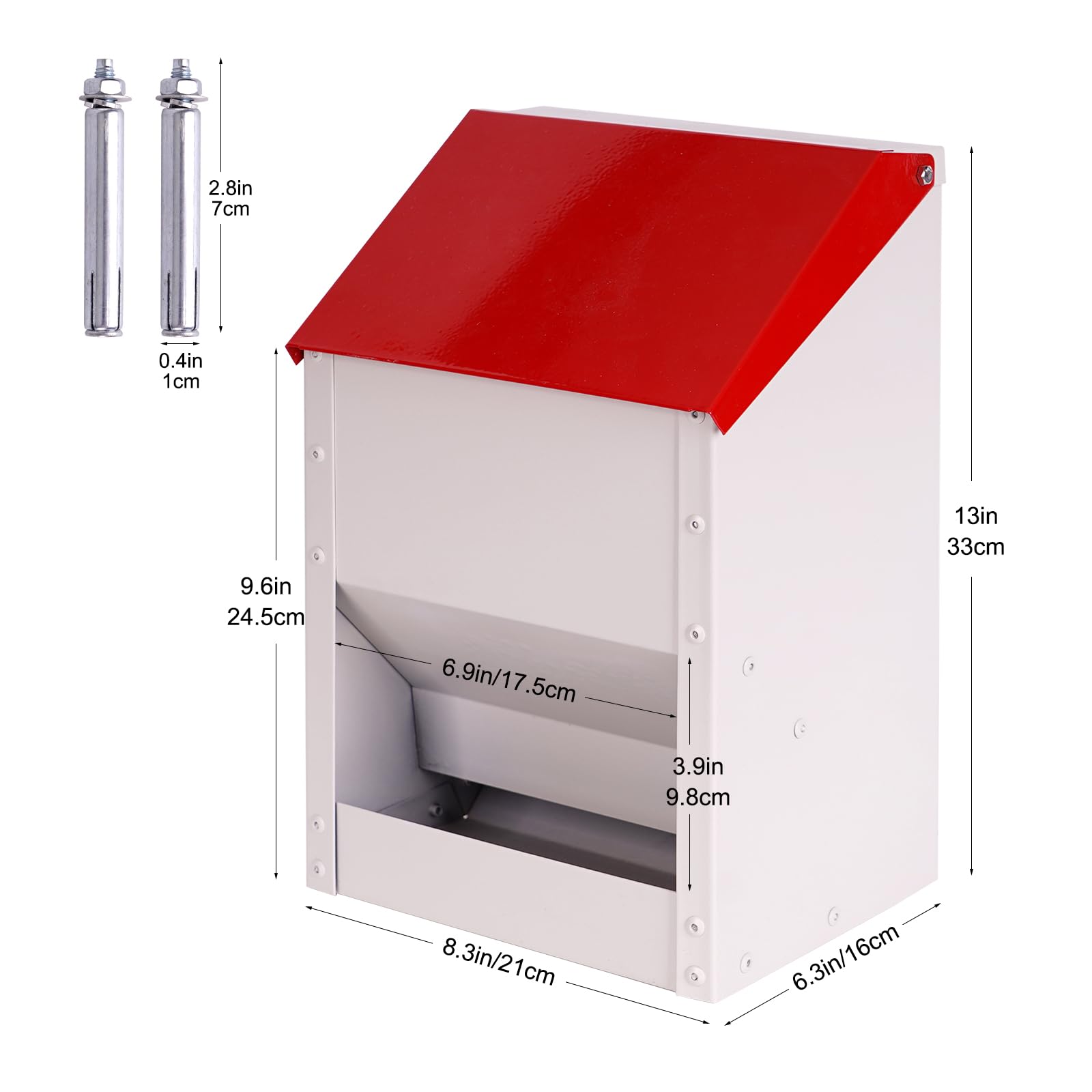 KHEARPSL weatherproof metal feeder ideal for outdoor coops in harsh conditions.