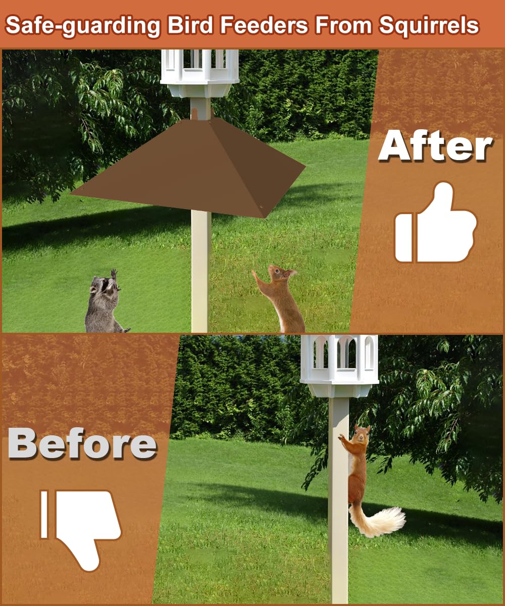 Khordin bird feeder protection pole-mount keeps feeding birds safe.