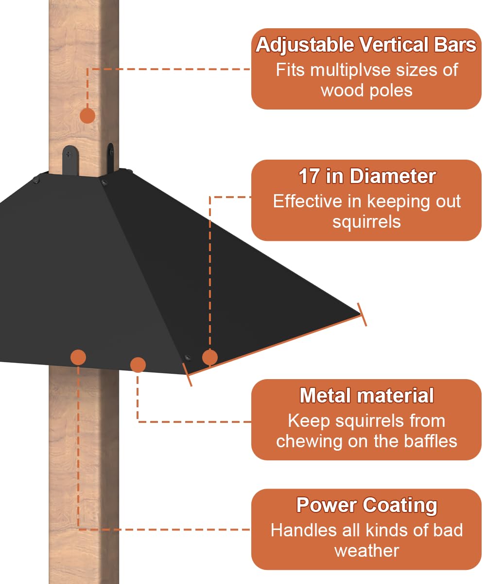 Khordin squirrel-baffle weatherproof coating protects against rain and snow.