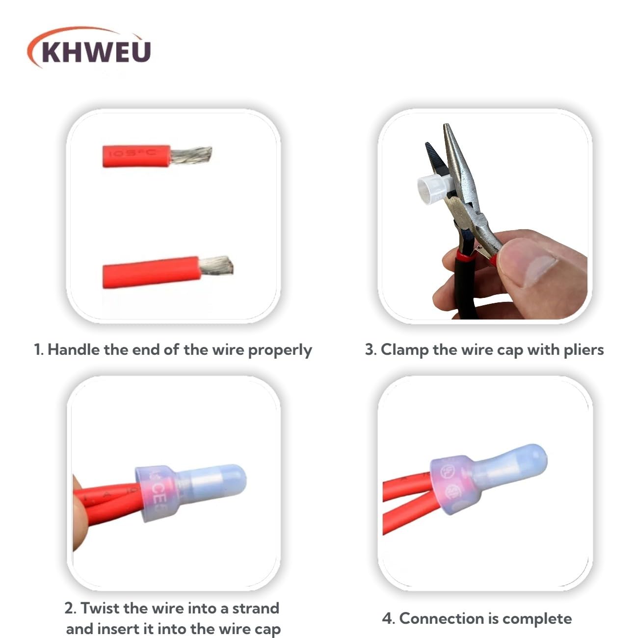 KHWEU five crimp connectors closeup—ensures secure electrical connections.