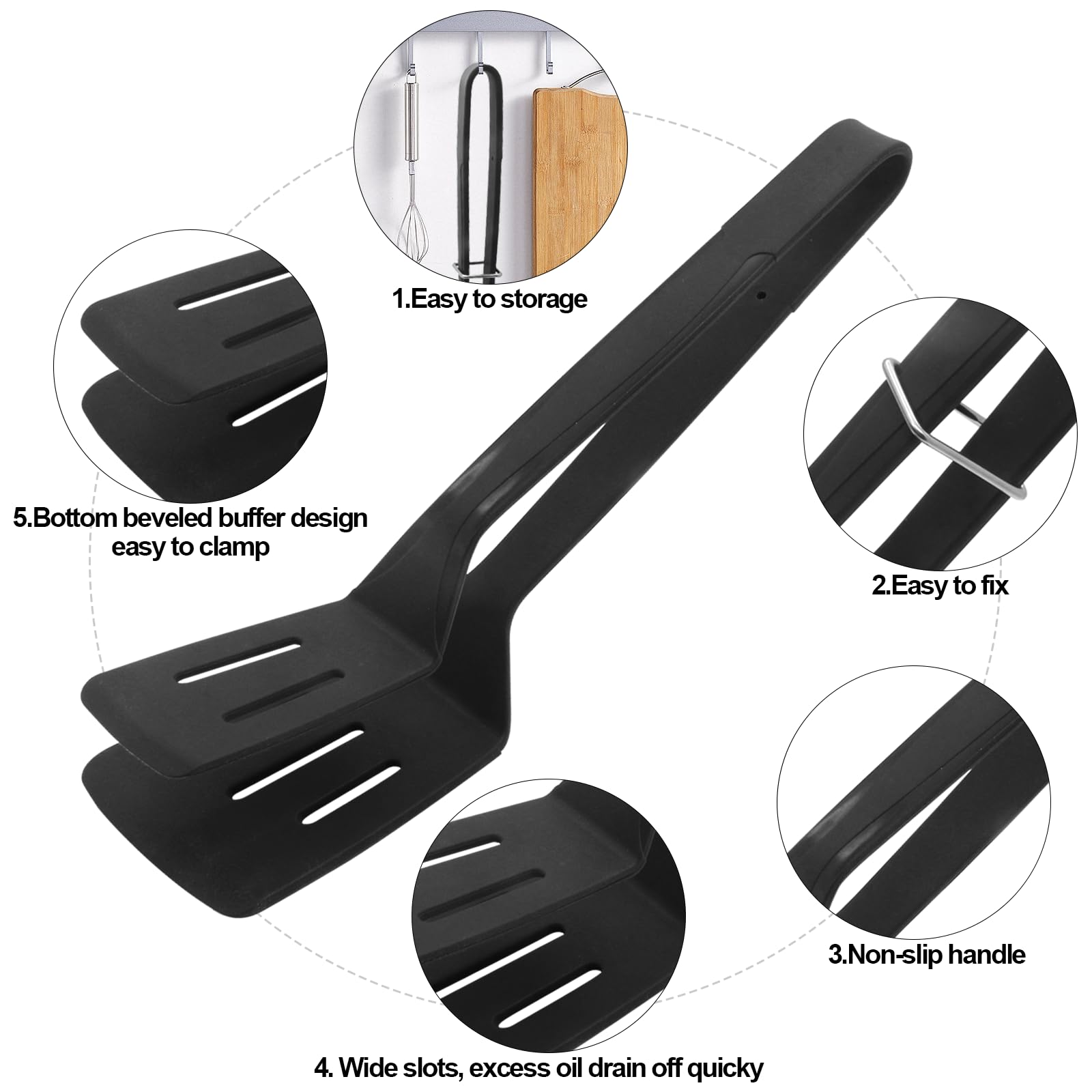 KIBBEH silicone kitchen tongs ergonomic handle for anti-slip grip.