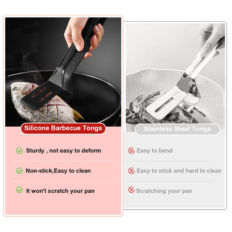 KIBBEH silicone kitchen tongs multi-use for grill, salad, and frying.