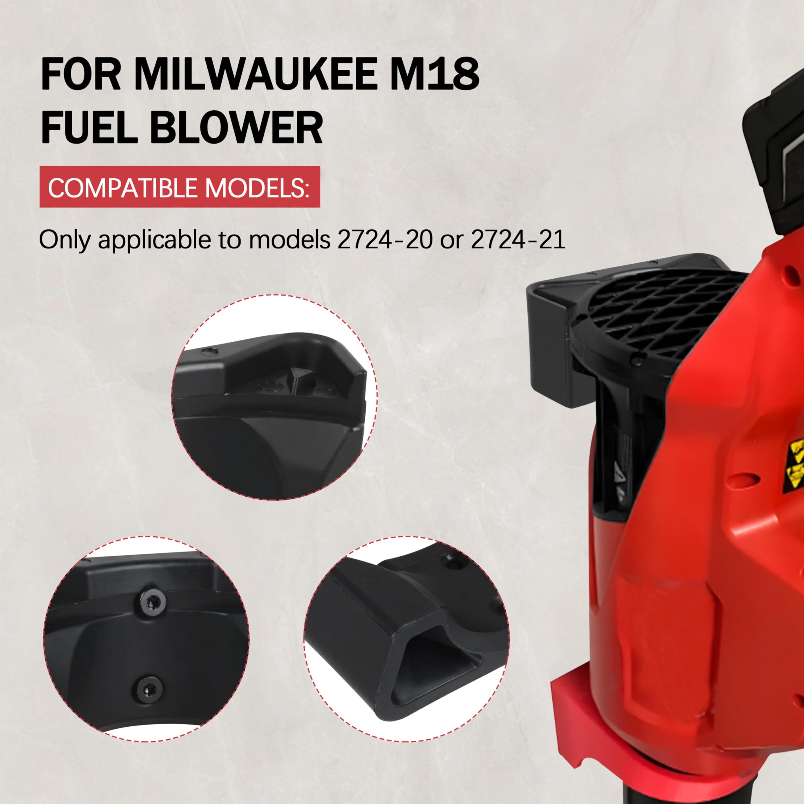 KIBOVAMO black finish bracket elevates the blower off the floor.