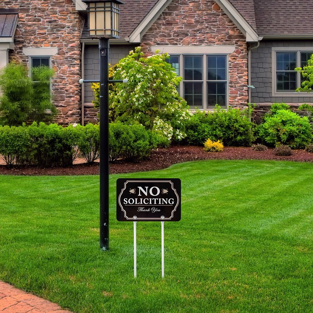 Kichwit aluminum no soliciting sign ideal for outdoor home use