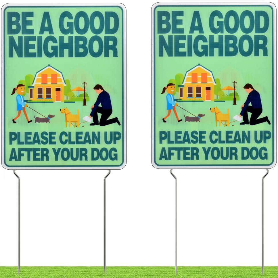 Kichwit cleanup sign front view clearly communicates no-poop reminder to passersby