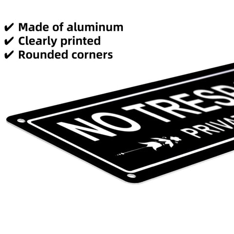 Kichwit no trespassing sign with 4 pre-drilled holes for quick setup