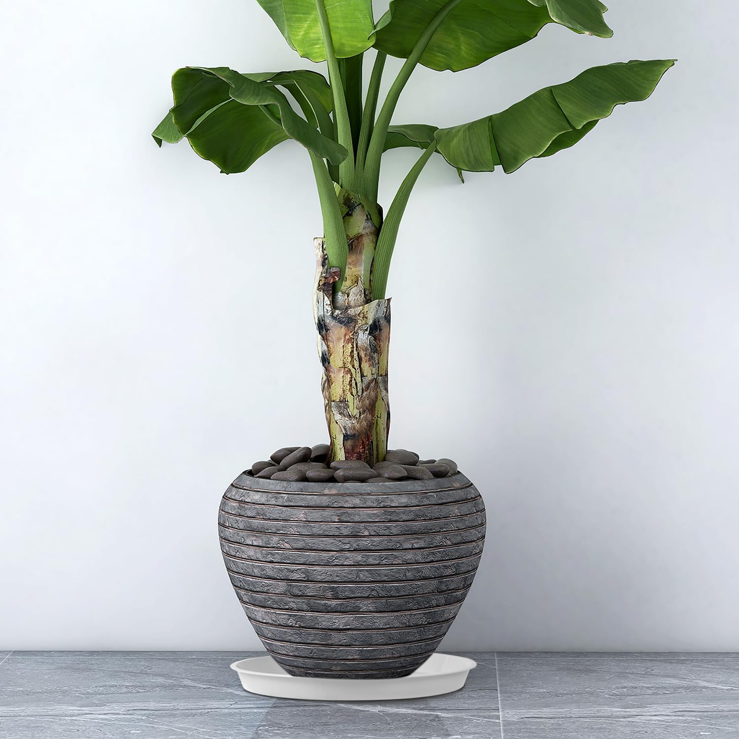Kichwit durable plastic saucer supports heavy pots without bending.