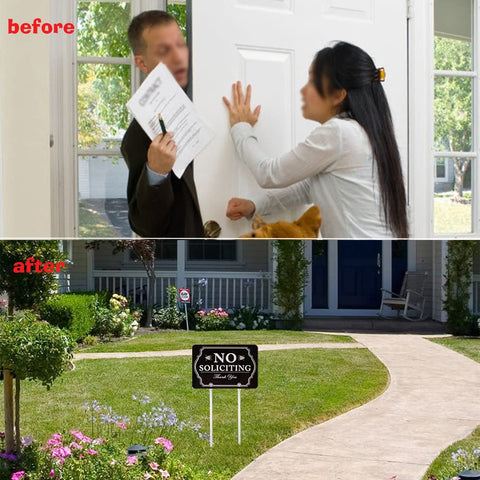 Kichwit no soliciting sign with yard stake assembly enables quick setup