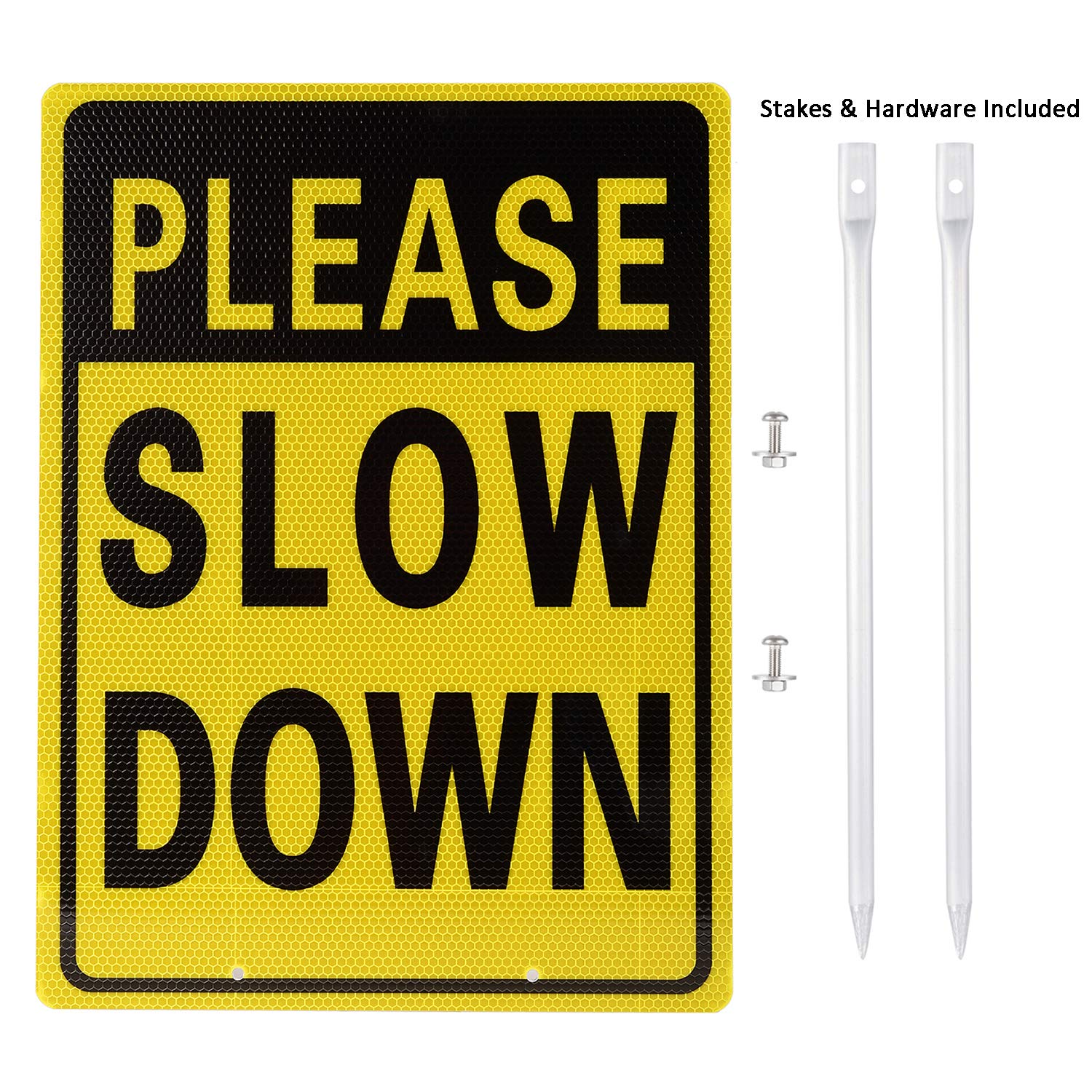 Kichwit Please Slow Down Sign double-sided design improves notice from both directions