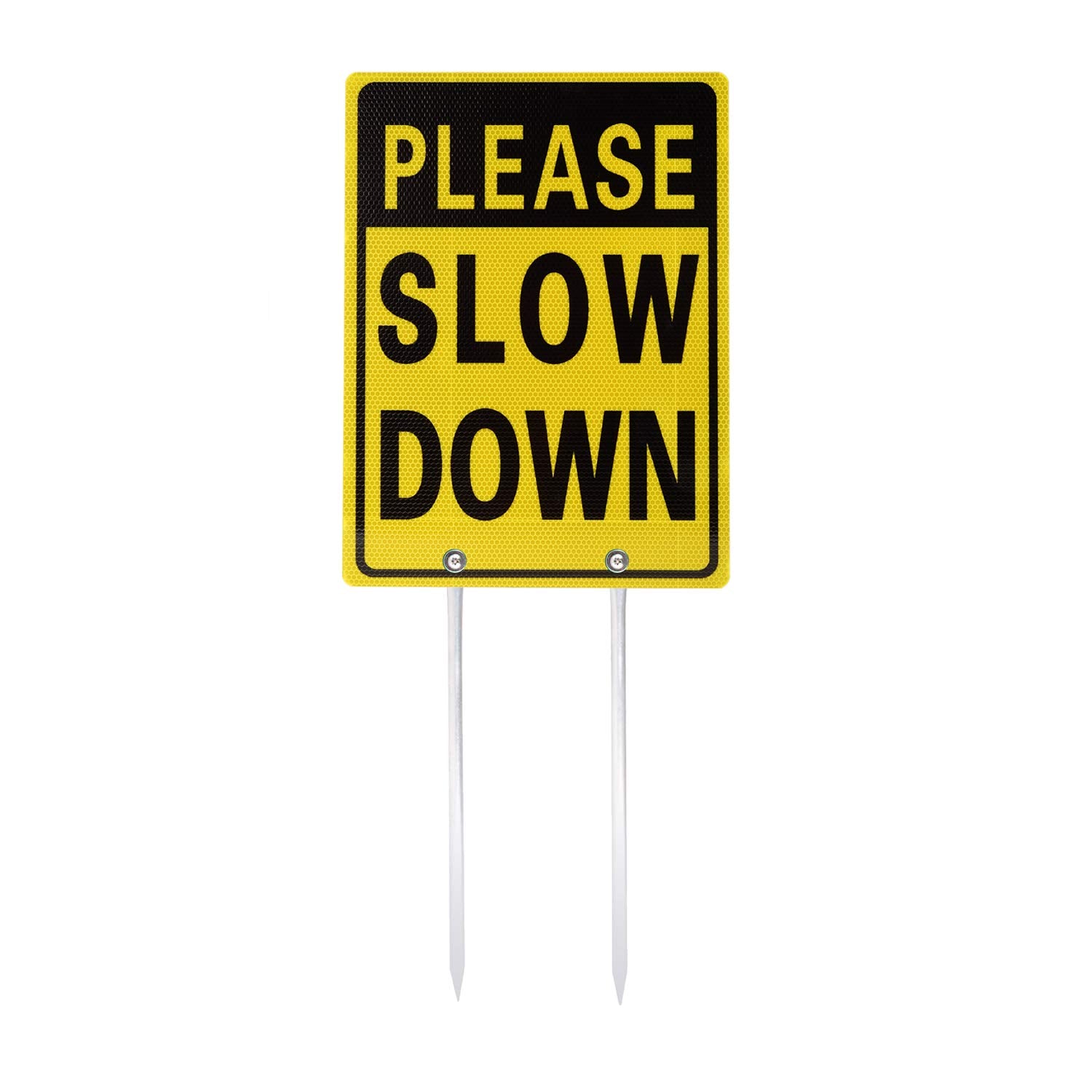 Kichwit Please Slow Down Sign pre-drilled holes enable quick installation
