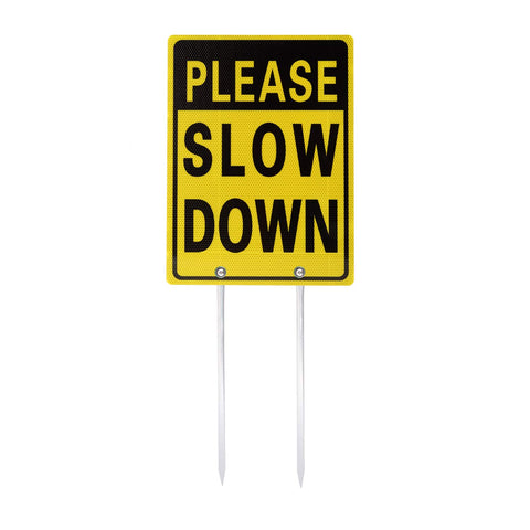 Kichwit Please Slow Down Sign pre-drilled holes enable quick installation