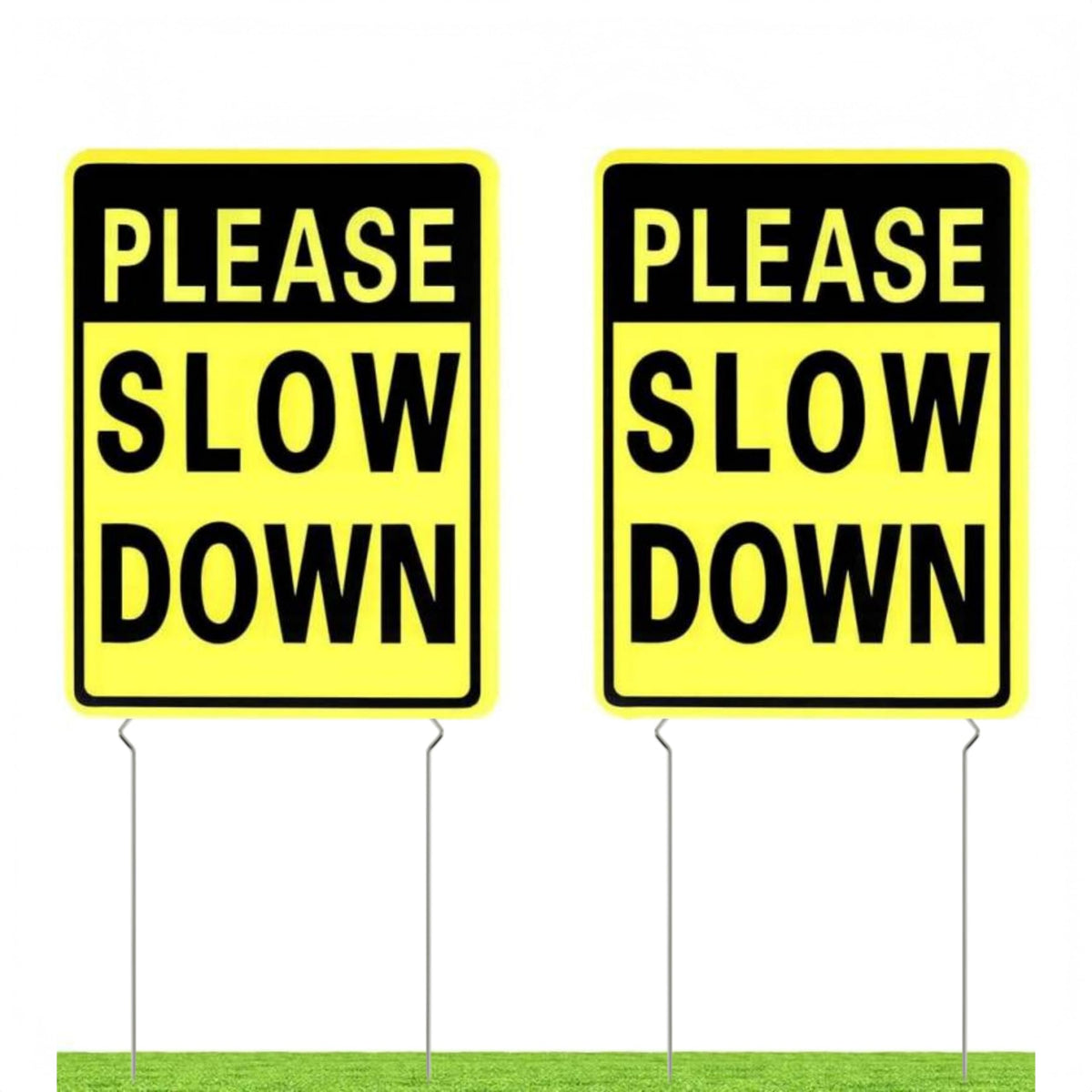 Kichwit Please Slow Down yard sign, double-sided for residential visibility.