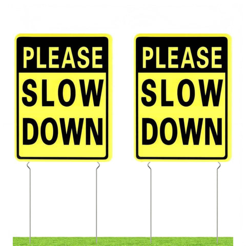 Kichwit Please Slow Down yard sign, double-sided for residential visibility.