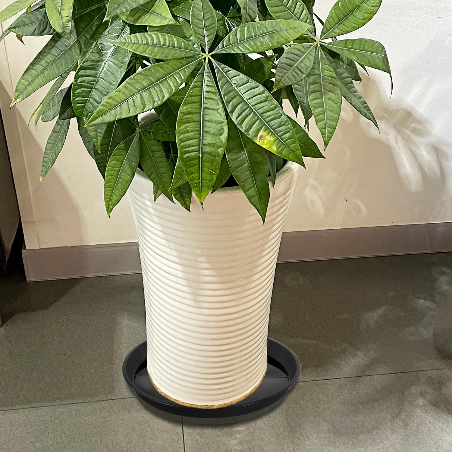 Kichwit 12in plant saucer under ceramic pot in black for stability
