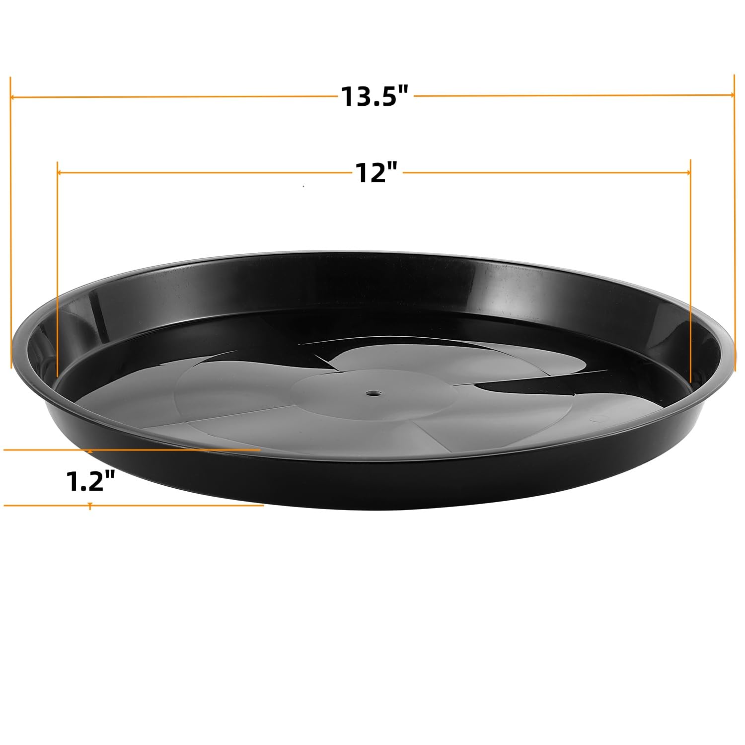 Kichwit round plant saucer with overflow depth in black for spill prevention