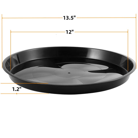 Kichwit round plant saucer with overflow depth in black for spill prevention