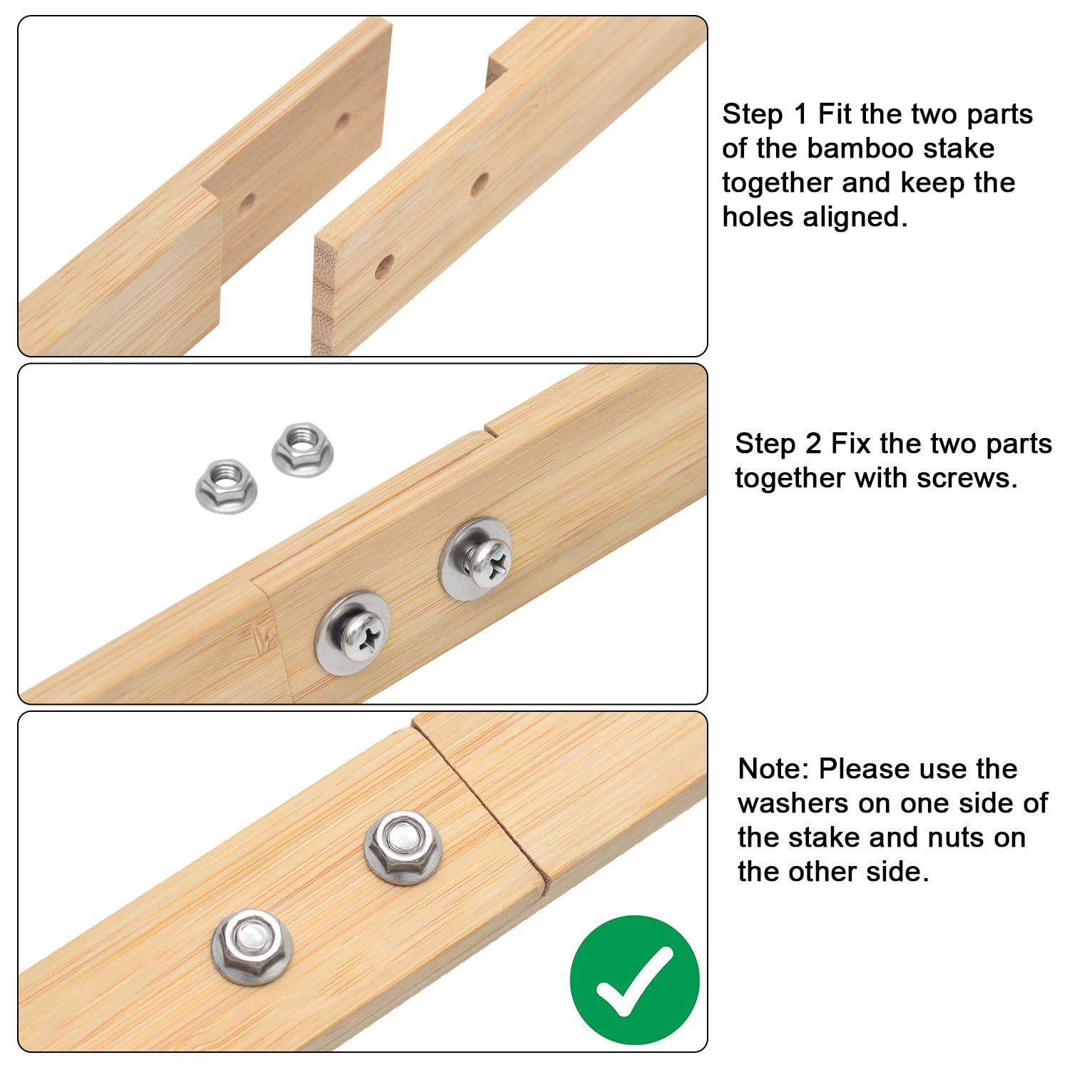 Kichwit bamboo stake close-up highlights natural texture and durable outdoors build.
